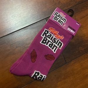 Funny men’s socks. Raisin bran cereal.